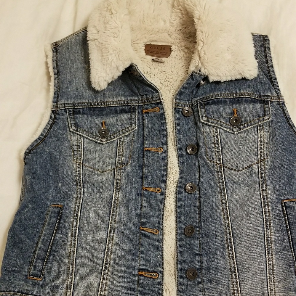 Sherpa lined denim vest